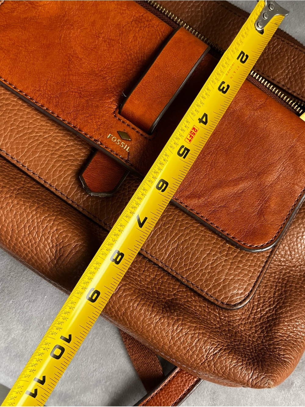 Fossil Two-Tone Brown Leather Crossbody Bag - Picture 6 of 7